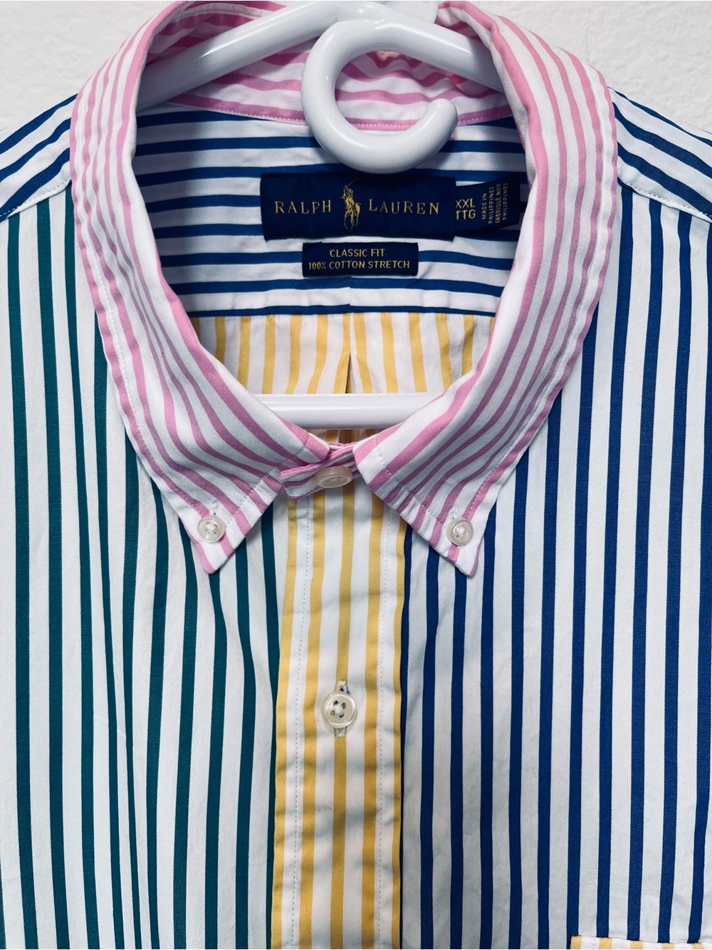 Ralph Lauren Blue and Yellow And Pink Striped Men's Button Down Shirt - Picture 3 of 11